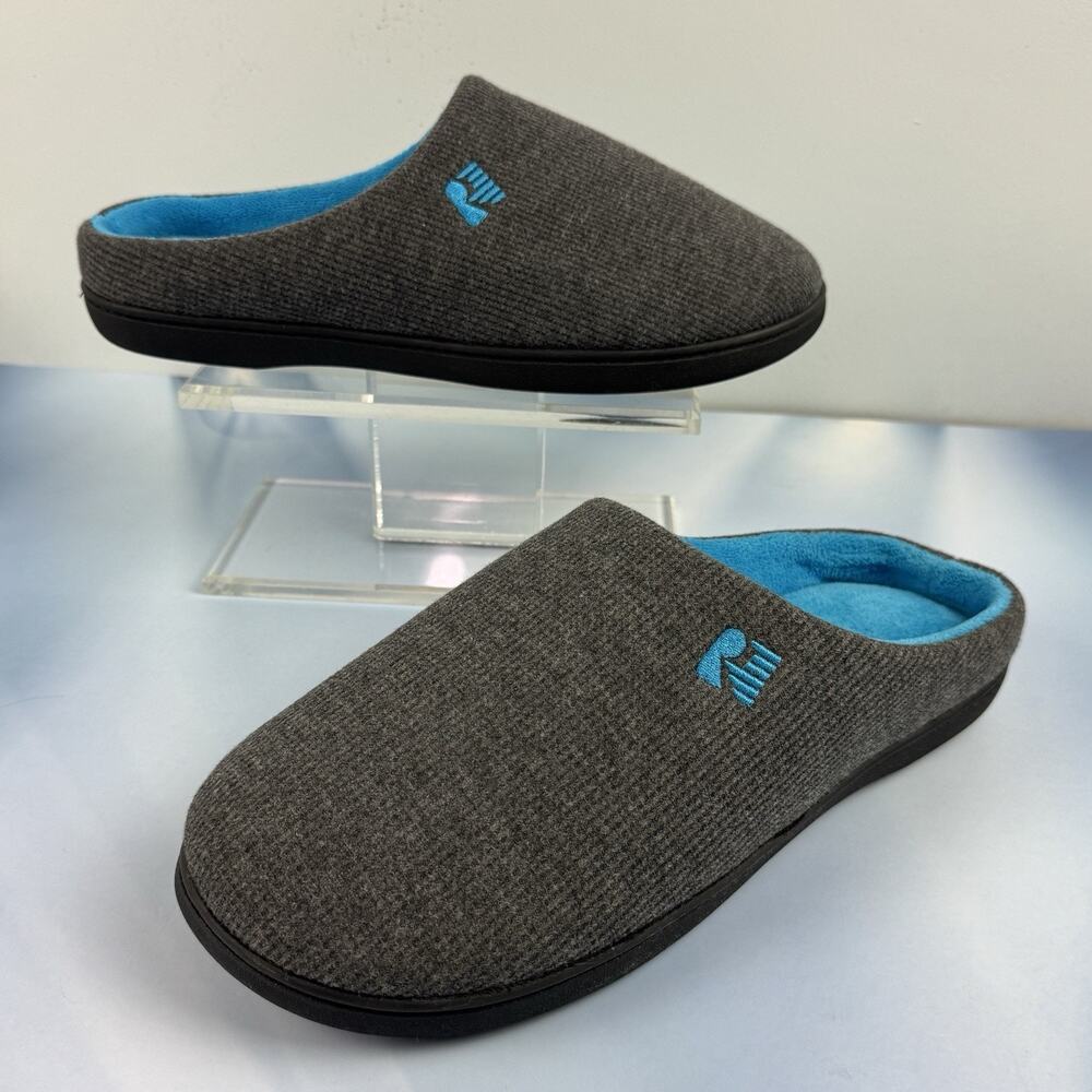 RockDove Mens Original Two-Tone Deep Memory Foam‎ Slipper 11-12 Dk Grey Blue NEW